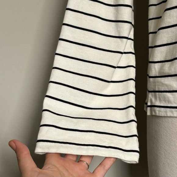 J. Crew Velvet Tie-front Top in White with Black Stripes - Picture 6 of 16